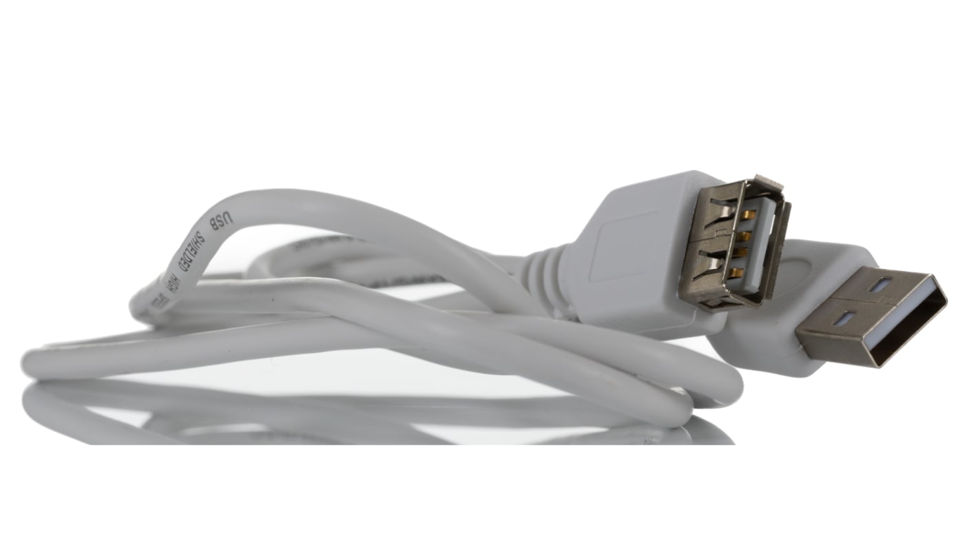 Prolunga USB RS PRO USB A/USB A, L. 1m, col. Bianco
