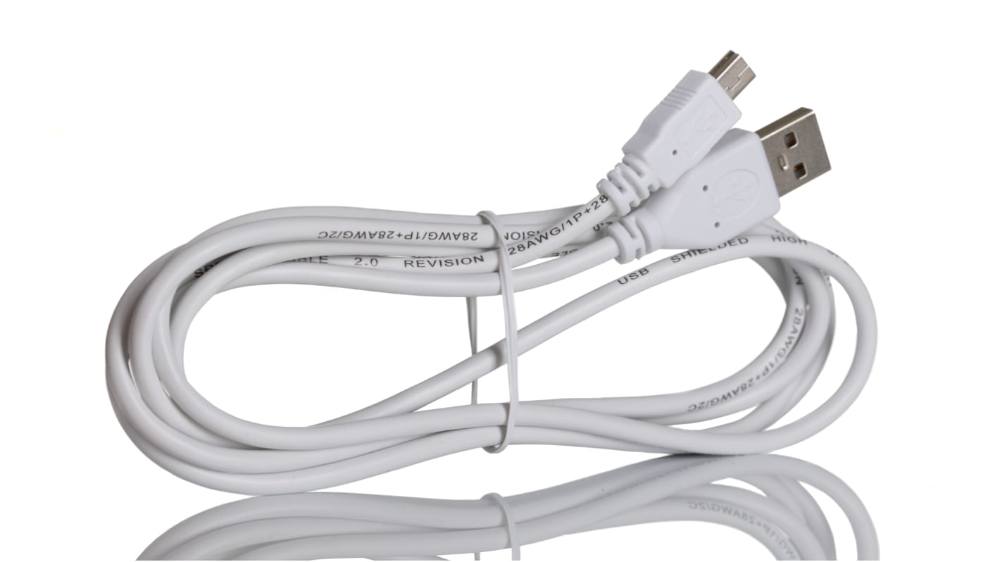 RS PRO USB-kabel, Hvid, USB A til Mini USB B, 2m