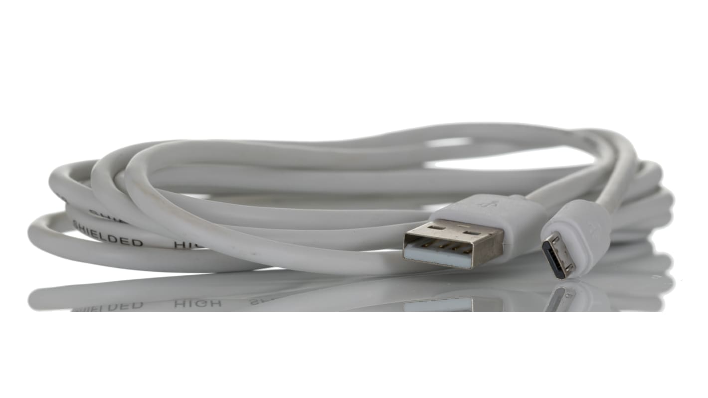 RS PRO USB 2.0, Male USB A to Male Micro USB B, 1.8m