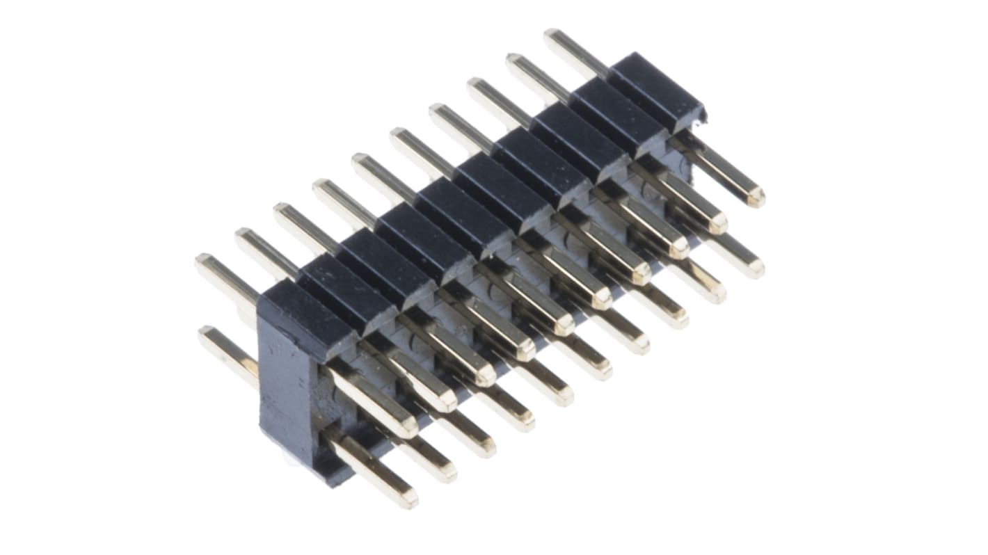 RS PRO 20p双排排针 直向, 1.27mm间距, 1.0A, THT安装