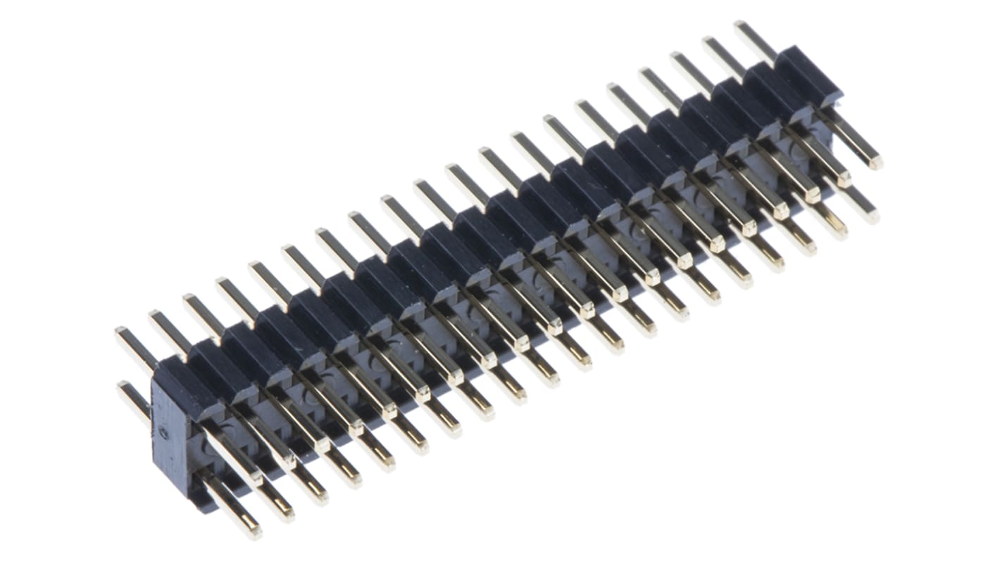 RS PRO 40p双排排针 直向, 1.27mm间距, 1.0A, THT安装