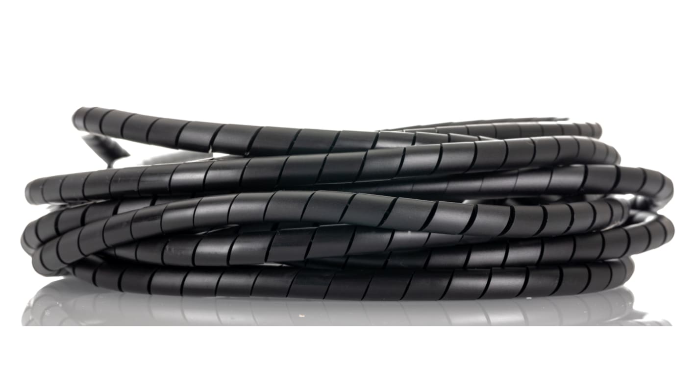 HellermannTyton SBPE Spiral-Kabelschutzschlauch PE Schwarz, für Kabel-Ø 7.5mm bis 40mm, Länge 5m Halogenfrei