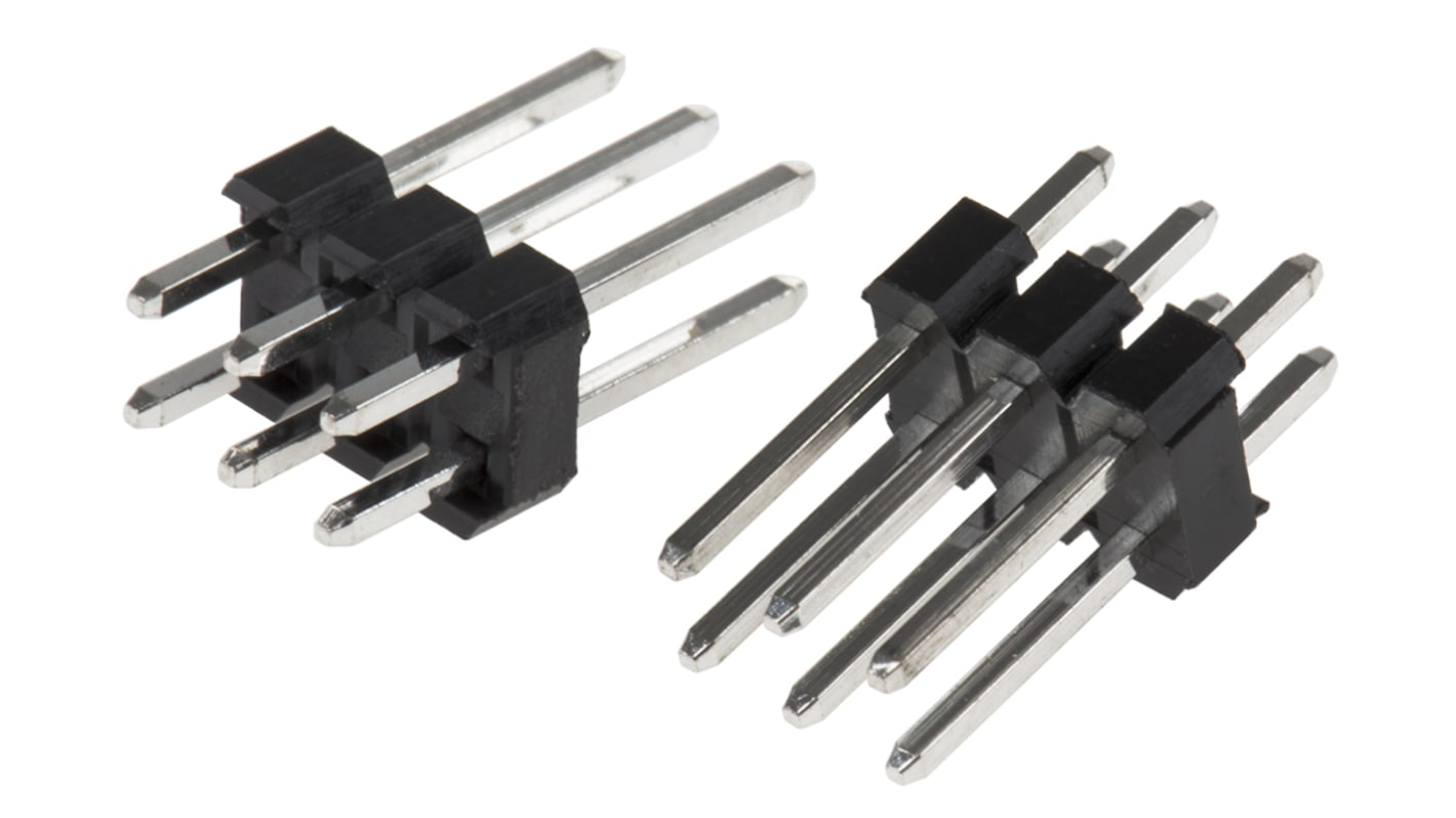 RS PRO Straight Through Hole Pin Header, 6 Contact(s), 2.54mm Pitch, 2 Row(s), Unshrouded