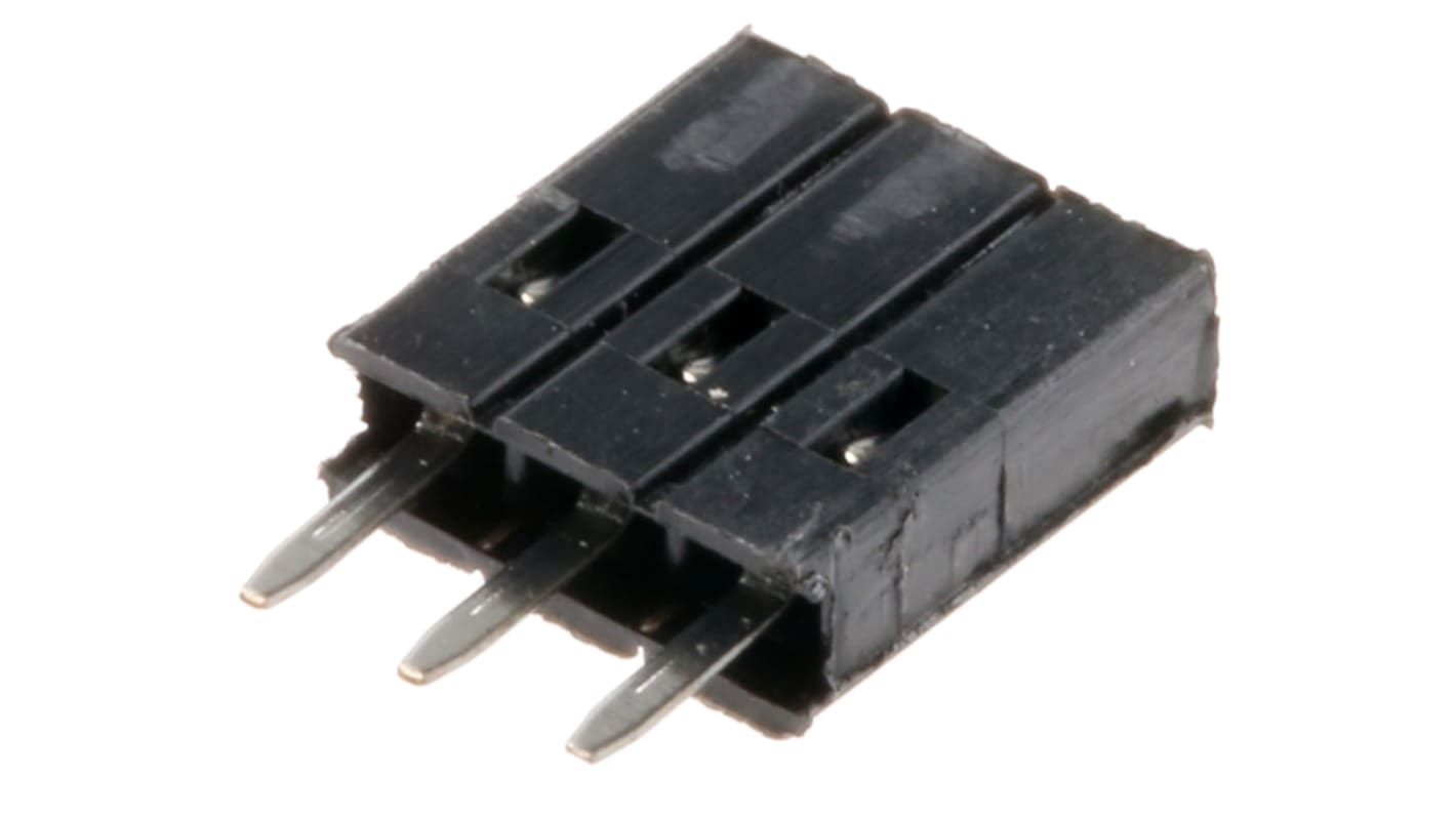 RS PRO Straight Through Hole Mount PCB Socket, 3-Contact, 1-Row, 2.54mm Pitch, Solder Termination