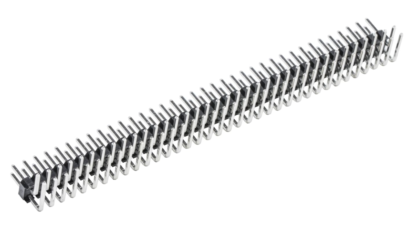 RS PRO Right Angle Through Hole Pin Header, 72 Contact(s), 2.54mm Pitch, 2 Row(s), Unshrouded