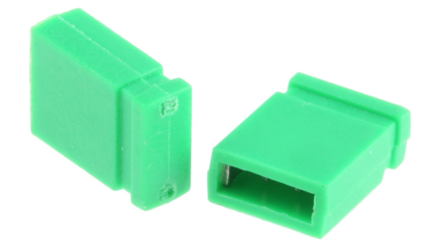 RS PRO Shorting Link Female Straight Green Closed Top 2 Way 1 Row 2.54mm Pitch