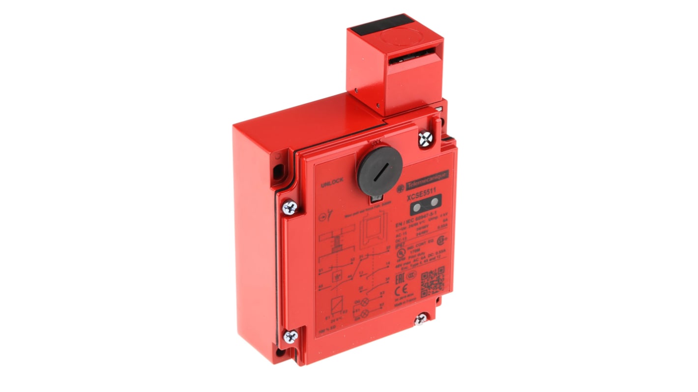 Telemecanique Sensors XCS-E Series Solenoid Interlock Switch, Power to Lock, 24V ac/dc, 2NO/1NC, Actuator Included