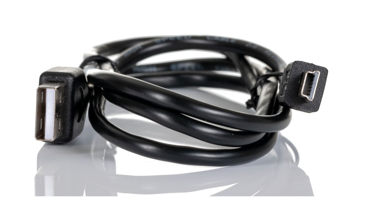 RS PRO USB 2.0, Male USB A to Male Mini USB B, 1m