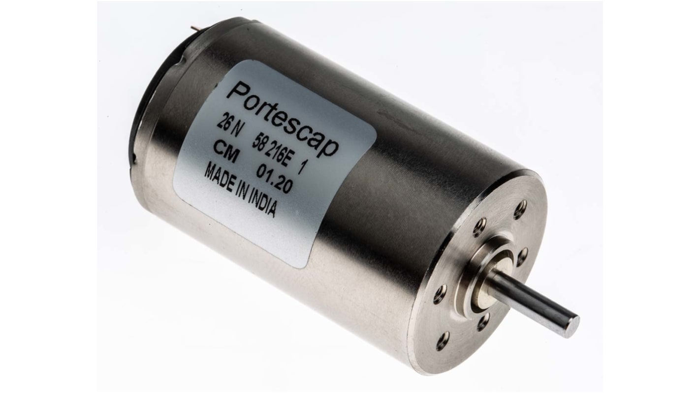 Portescap Brushed DC Motor, 5.75 W, 12 V dc, 17.3 mNm, 4700 rpm, 3mm Shaft Diameter