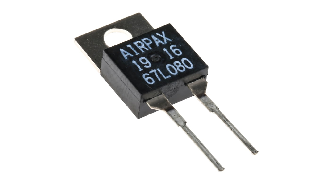 Sensata Airpax Bi-Metallic Thermostat, Opens at +80°C, +130°C Max, NC, Automatic Reset, PCB Mount