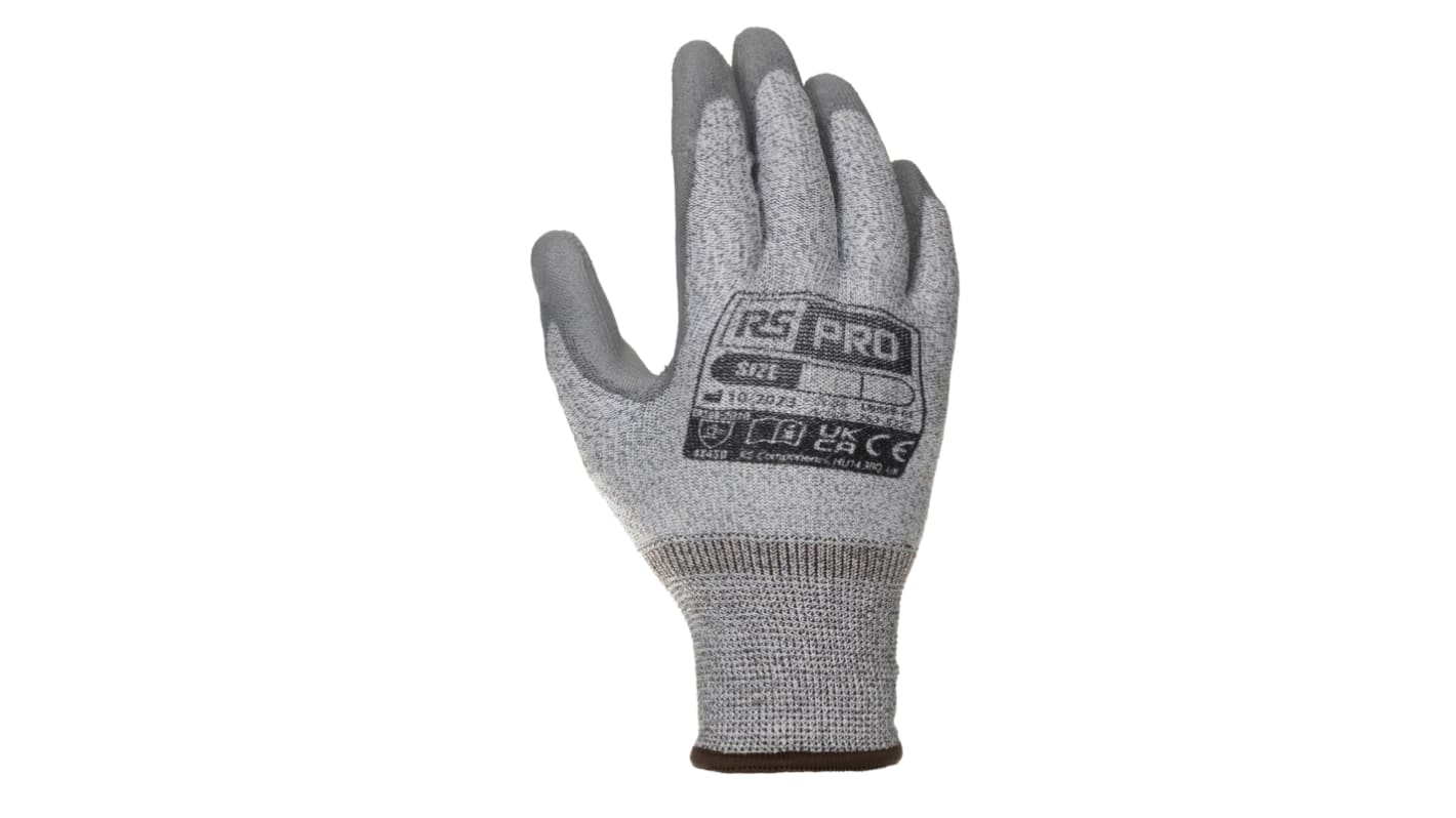 Guanti da lavoro RS PRO, Tg. 9, L, in Nylon, Poliuretano, col. Grigio