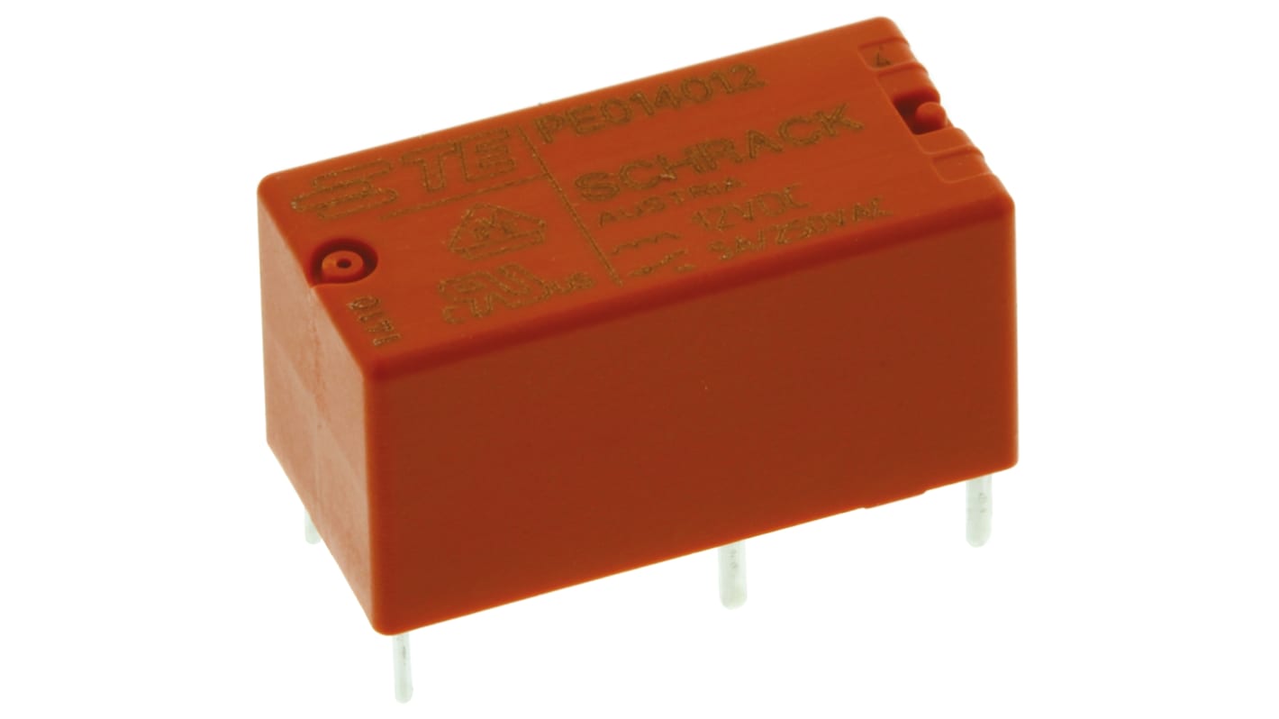 TE Connectivity 功率继电器, 12V 直流线圈, 5A切换, SPDT, 1极, PCB安装, 银镍合金触点, PE系列