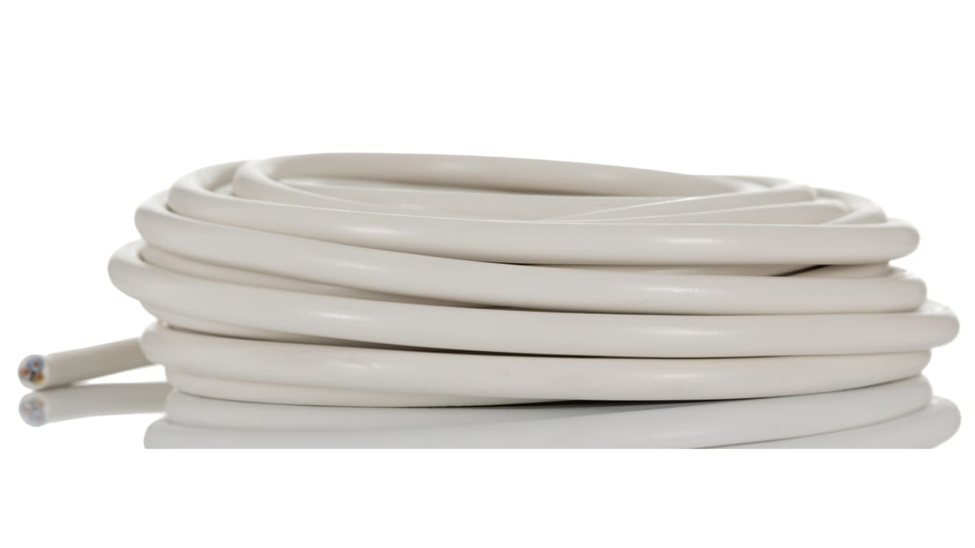 RS PRO, Mains, 10m 3 Core, White PVC Power Cable -15°C