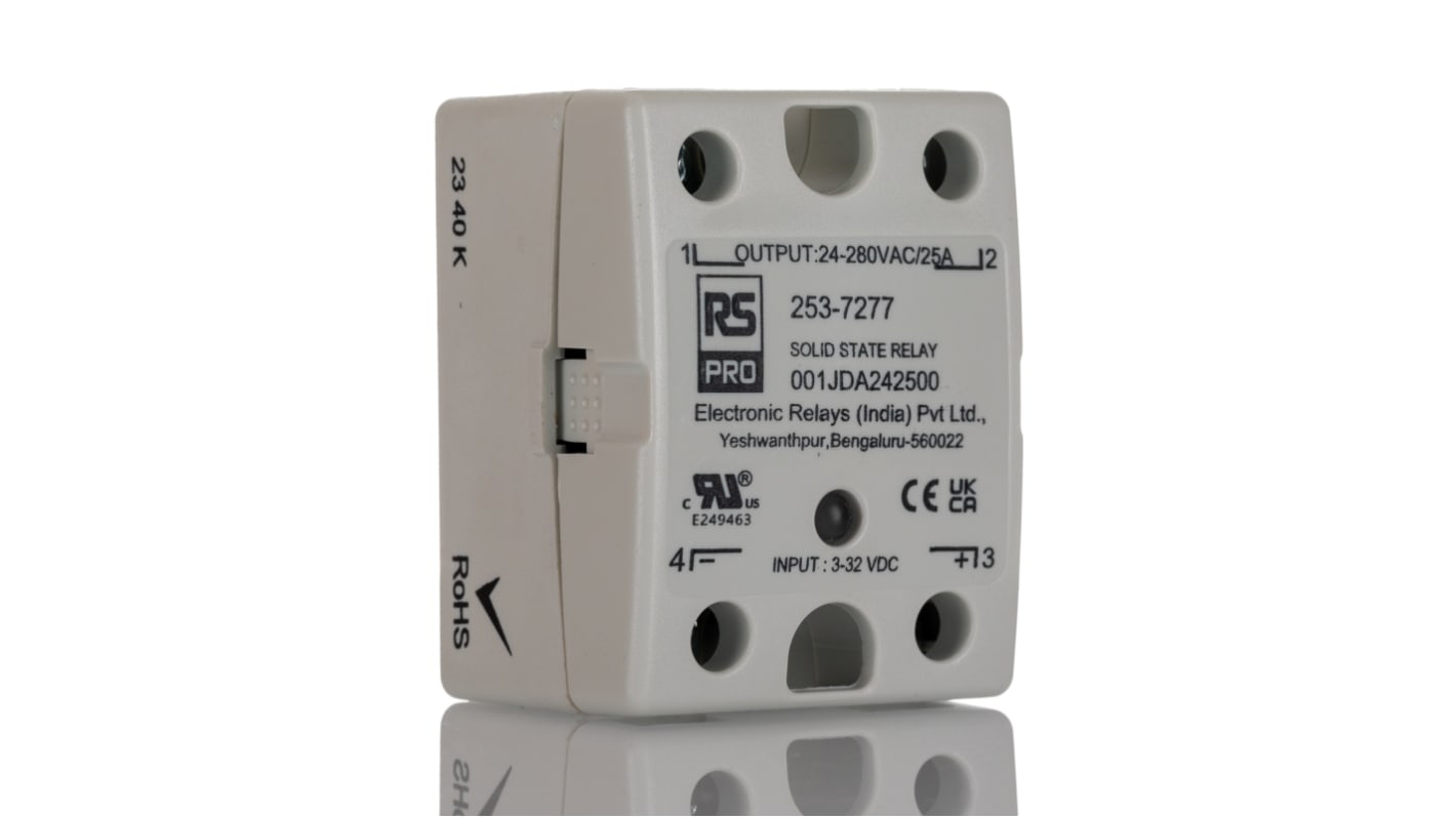 RS PRO Solid State Relay, 25 Amps Load, Panel Mount, Surface Mount, 280 Vrms Load, 32 V dc Control