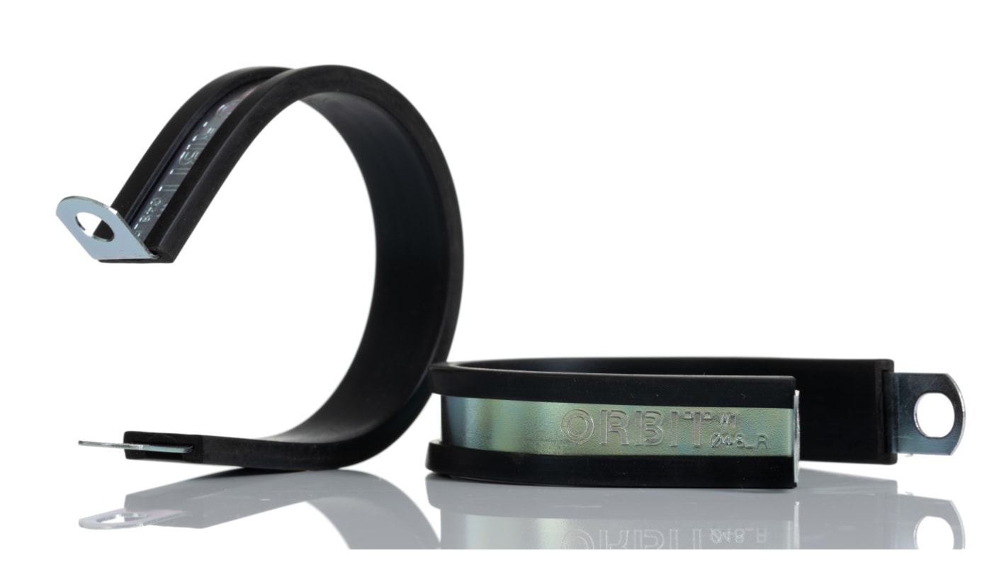 RS PRO 48mm Black, Mild Steel P Clip
