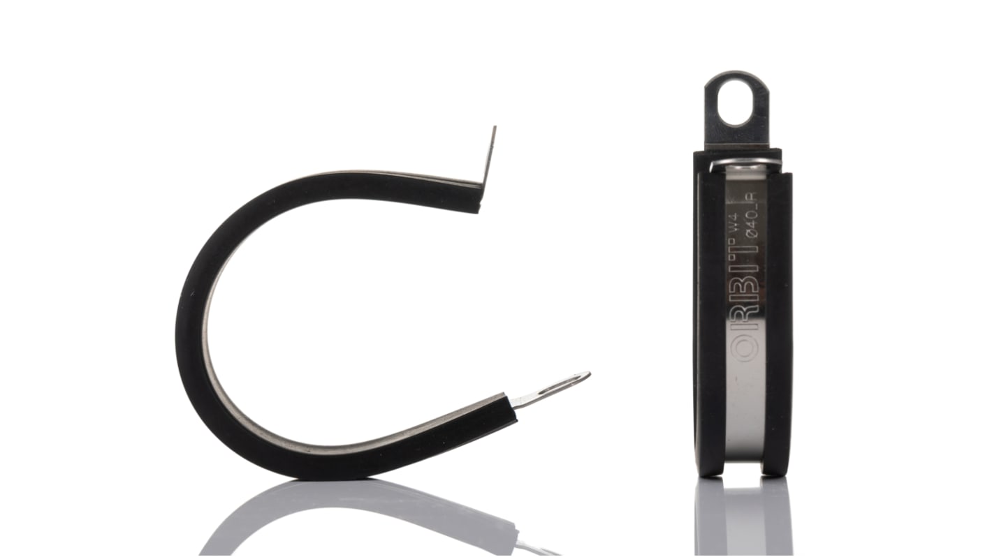RS PRO 35mm Black, Stainless Steel 304 P Clip