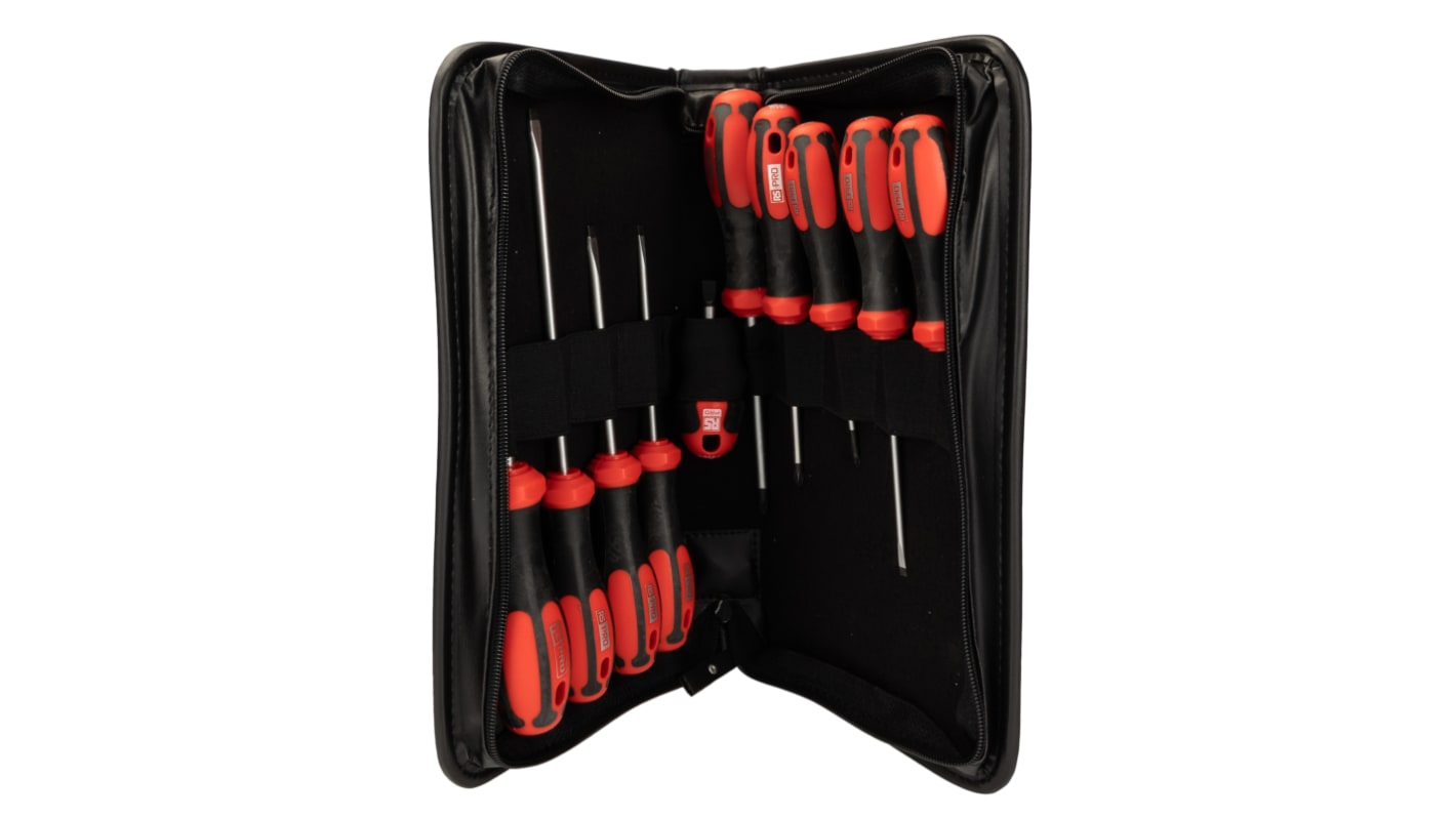 RS PRO Pozidriv; Slotted Screwdriver Set, 10-Piece