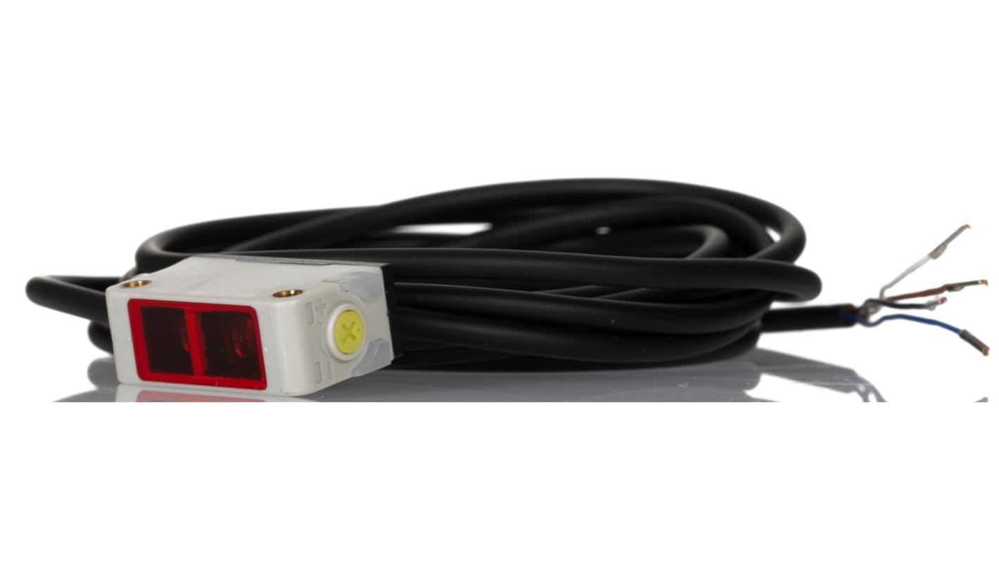 Fotocélula rectangular RS PRO, Sistema Supresión de Fondo, alcance 0,25 m, salida NPN NONC, Cable de 2 m, IP67