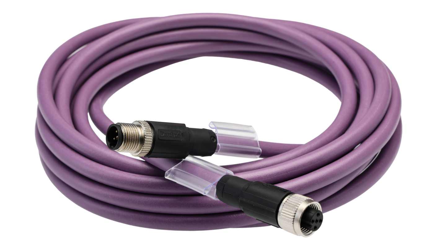 Phoenix Contact Straight Female M12 to Male M12 Bus Cable, 5m