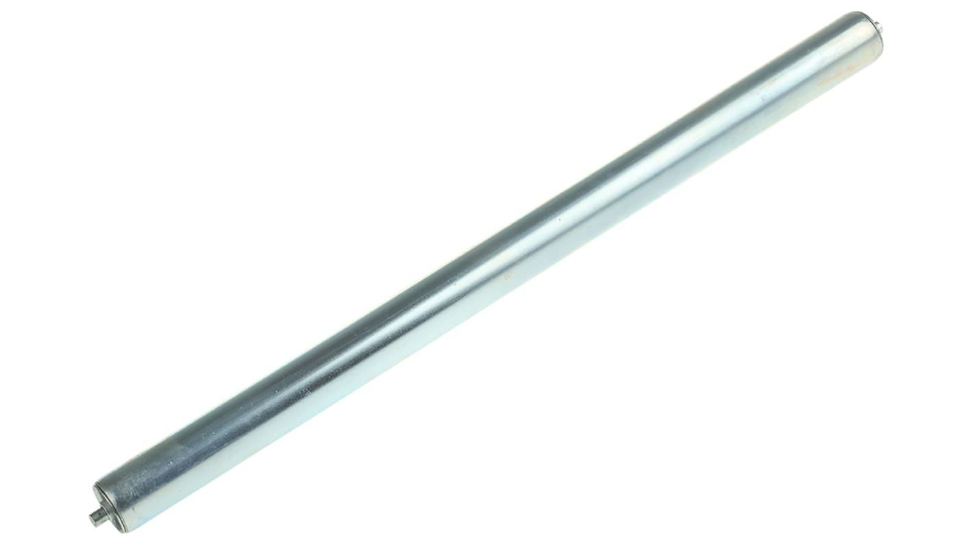 Rollezy Zinc Plated Steel Round Conveyor Roller 25mm Dia. x 400mm L, Steel, 6mm Spindle, 418mm Overall Length