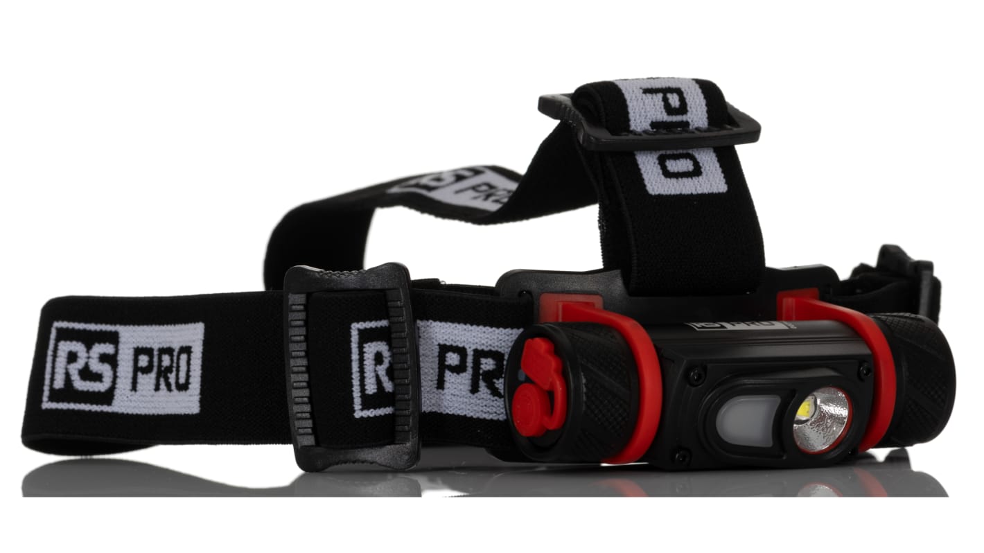 Linterna frontal RS PRO RSPRO-H54R, 800 lm, alcance 100 m, recargable, batería Batería de ión litio 18650 de 2.200 mAh,