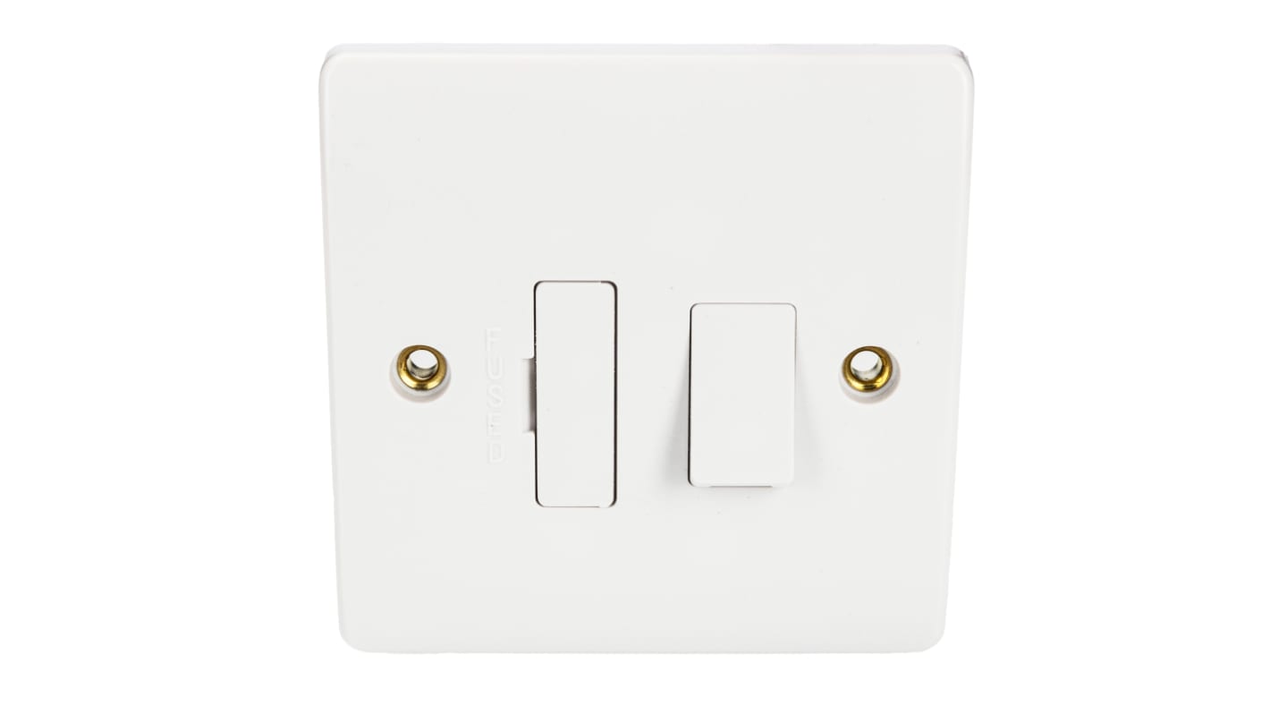 RS PRO Gesicherte Abzweigdose 1 Ausbrüche mit Schalter 13A 25mm min. 250V 13A BS 1362