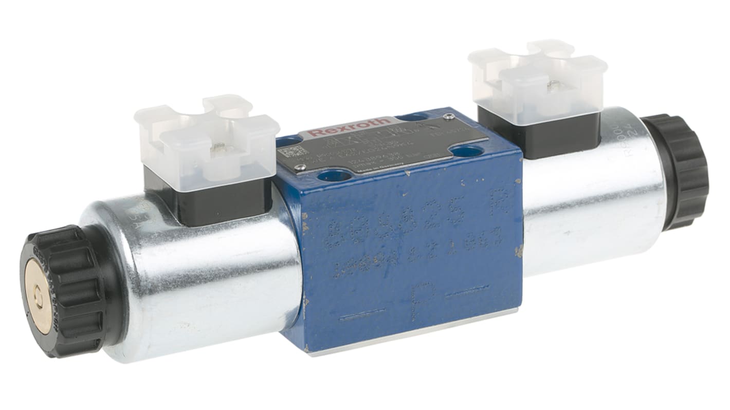 Bosch Rexroth 定向短管阀, 24V 直流电源, 2位置, 4通道, E型阀芯, 双电磁, 最大60L/min, 最大350bar, CETOP 3安装, 6X系列