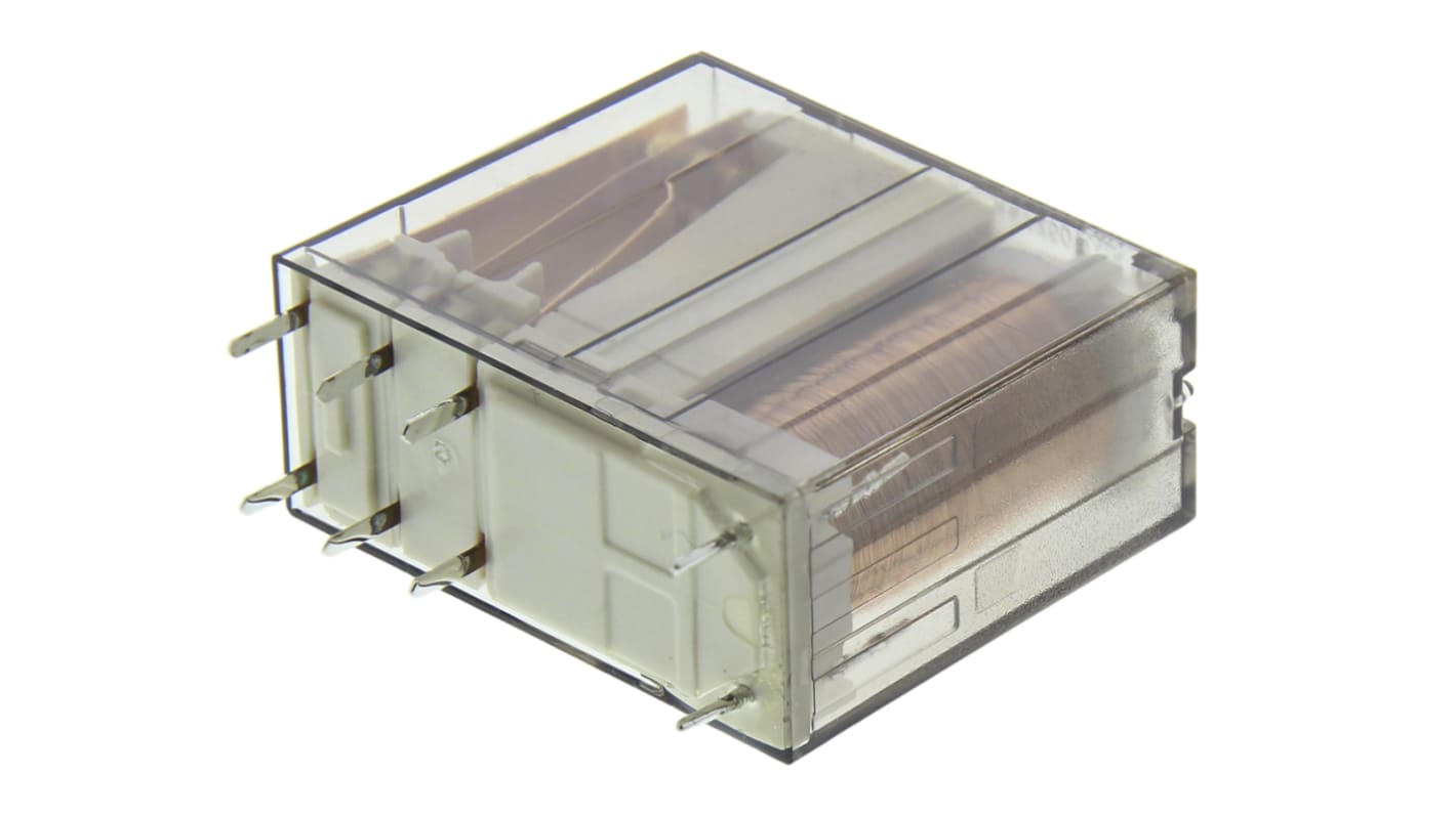 Relè di potenza TE Connectivity serie RPII, DPDT, bobina 12V cc, Montaggio su circuito stampato