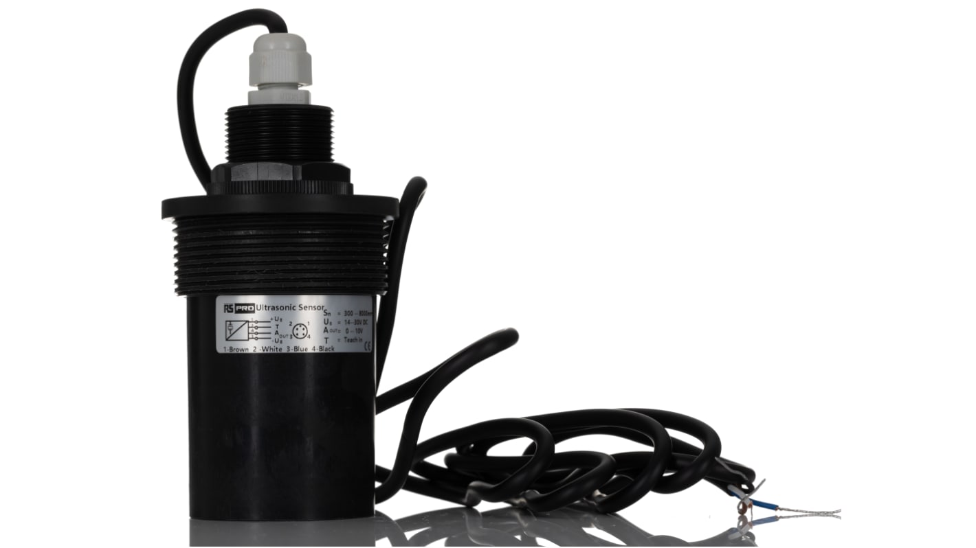 RS PRO Ultrasonic Level Sensor, 0 - 10 V Output, Threaded, PVDF Body
