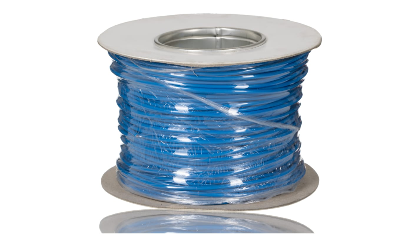 RS PRO 蓝色PVC 电线电线, 0.75mm², 100m长, 20AWG, 1 kV 直流， 600 V 交流, 最高105°C, PVC绝缘