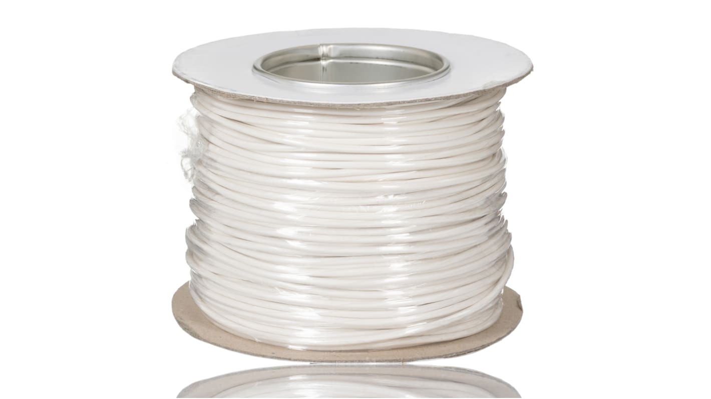 RS PRO White 1mm² Hook Up Wire, 18 AWG, 16/0.2mm, 100m, PVC Insulation