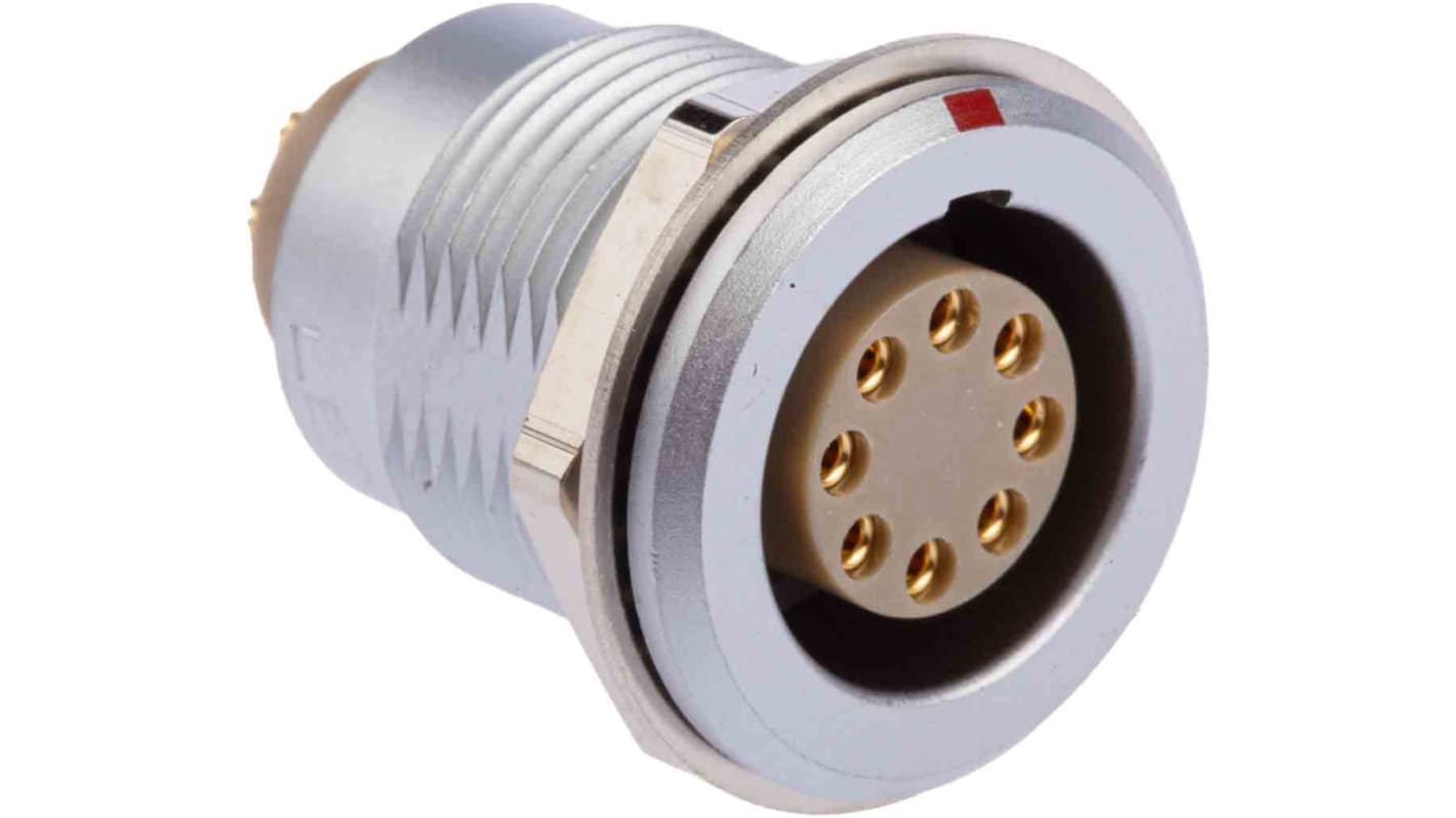 Lemo Circular Connector, 8 Contacts, Panel Mount, Socket, Female, IP50, 2B Series