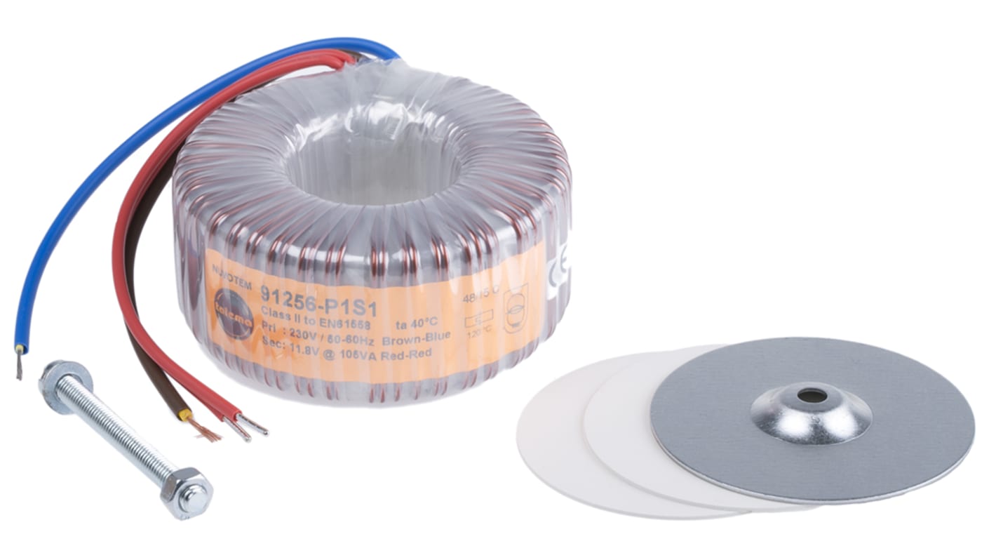 Transformador toroidal Nuvotem Talema, 91932-P1S1, Tensión 11.8V ac, Potencia 105VA, 1 salida