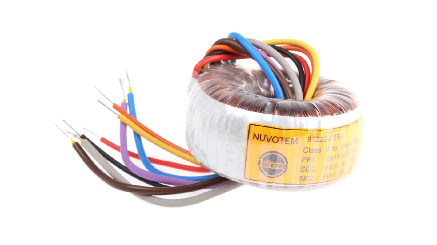 Nuvotem Talema 115 V ac, 230 V ac, 2 x 6V ac Toroidal Transformer, 15VA 2 Output