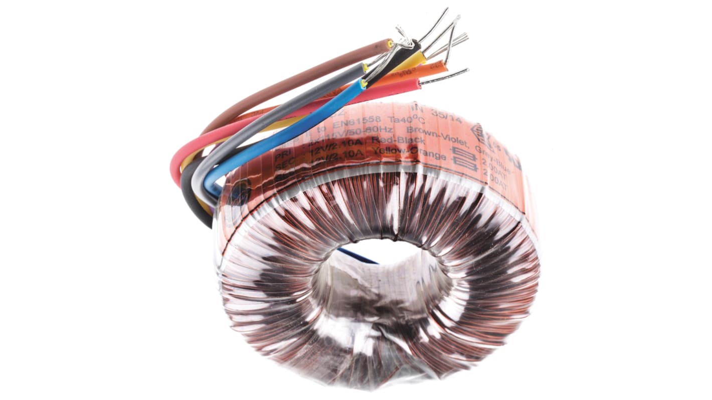 Nuvotem Talema 115 V ac, 230 V ac, 2 x 12V ac Toroidal Transformer, 50VA 2 Output