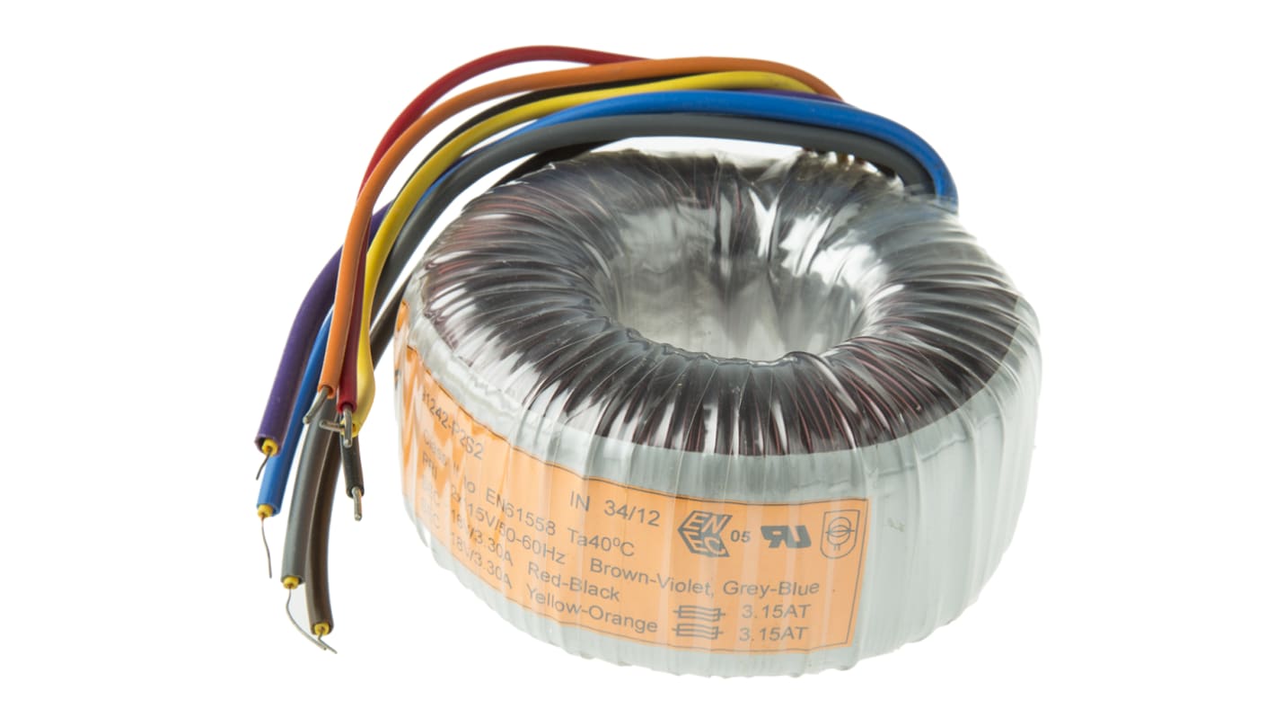 Nuvotem Talema 115 V ac, 230 V ac, 2 x 18V ac Toroidal Transformer, 120VA 2 Output