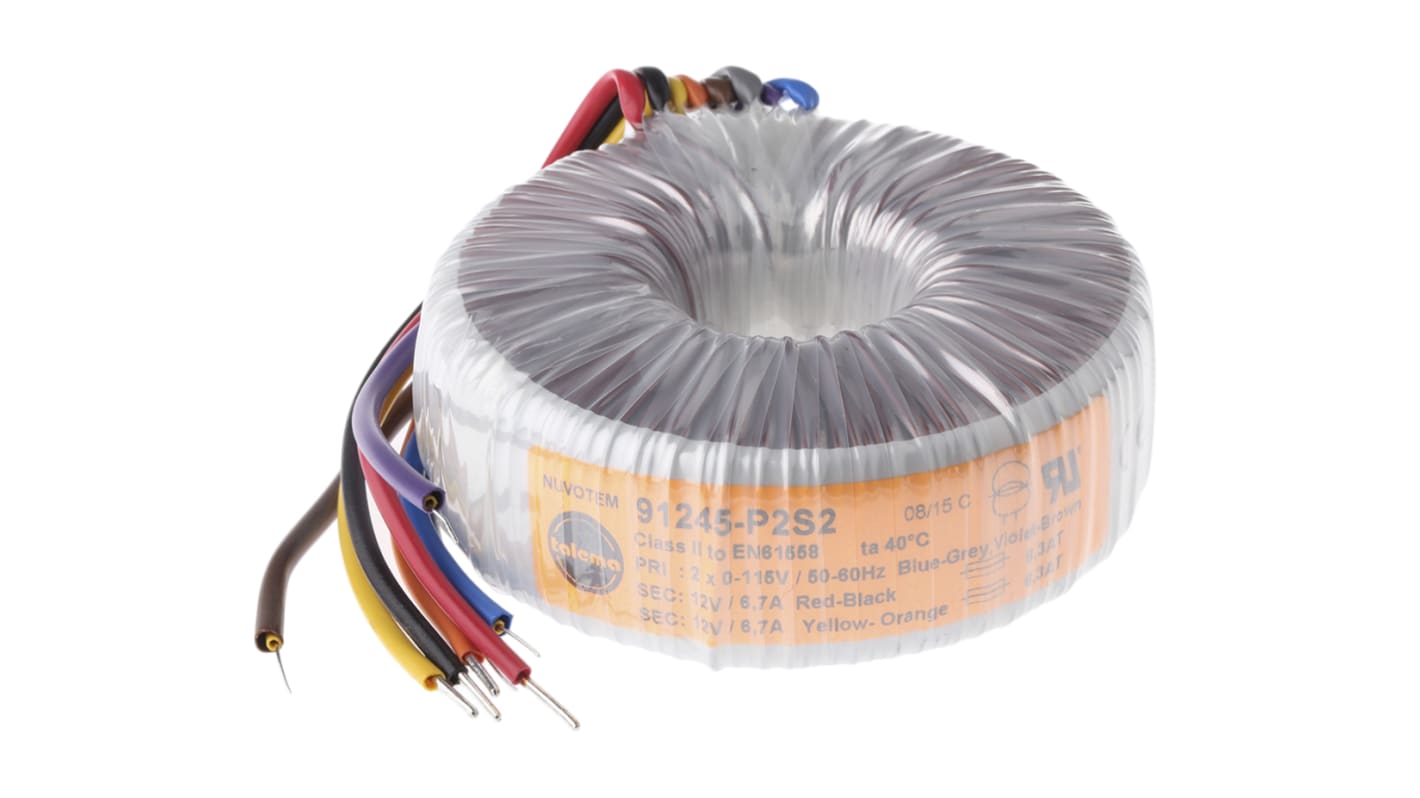 Nuvotem Talema 115V ac, 230V ac, 2 x 12V ac Toroidal Transformer, 160VA 2 Output