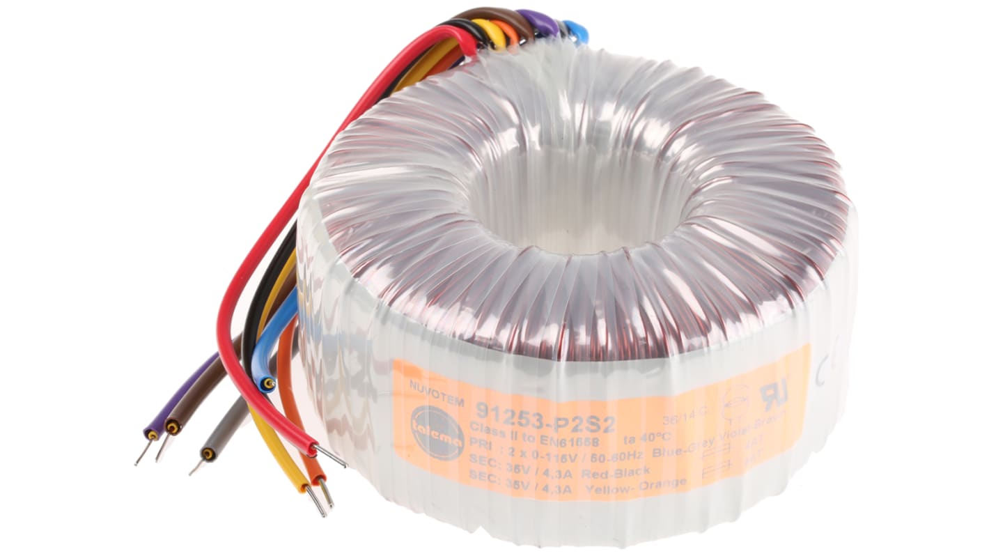 Nuvotem Talema 115 V ac, 230 V ac, 2 x 35V ac Toroidal Transformer, 300VA 2 Output