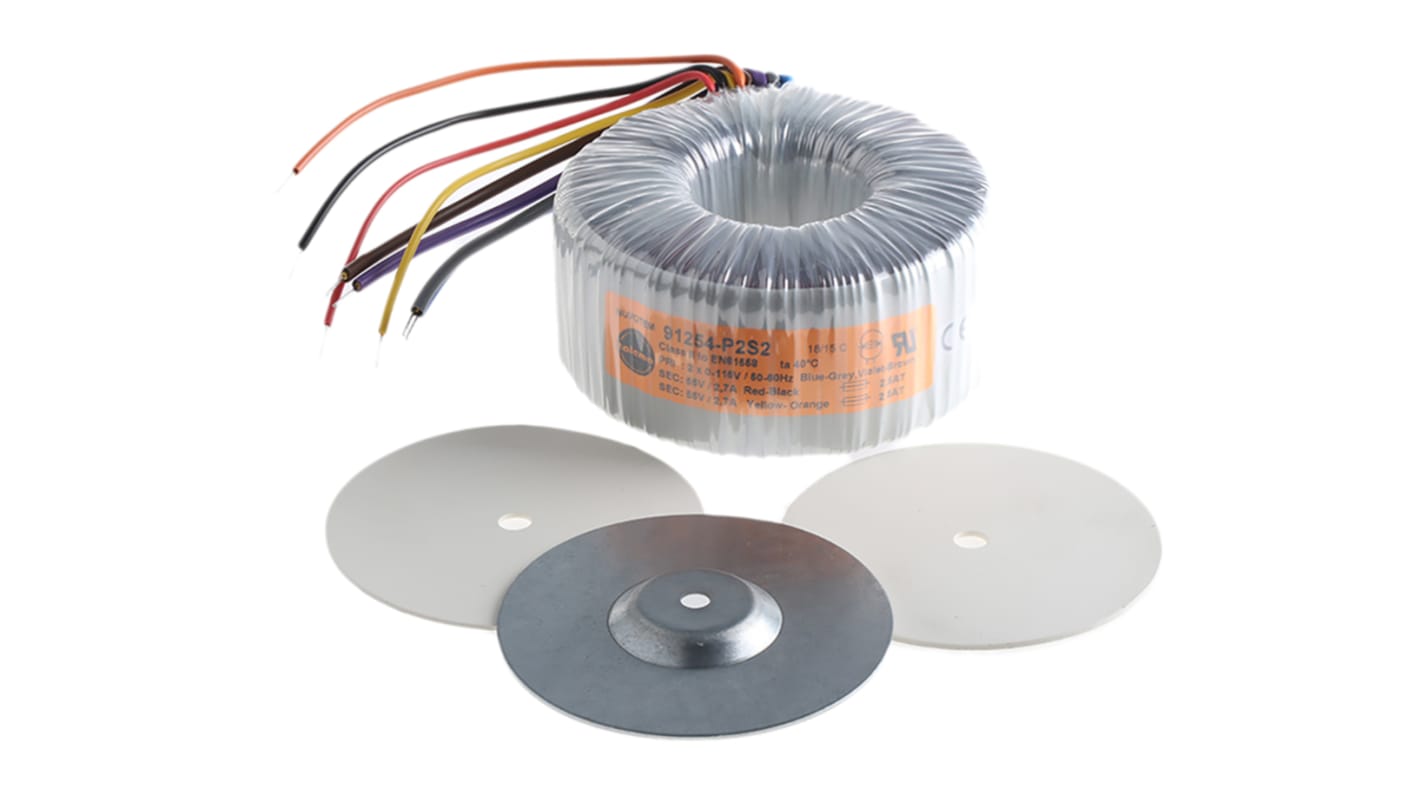 Nuvotem Talema 环形变压器, 300VA, 初级115 V ac, 230 V ac, 次级2 x 55V 交流, 2.727A, 2输出, Φ115mm