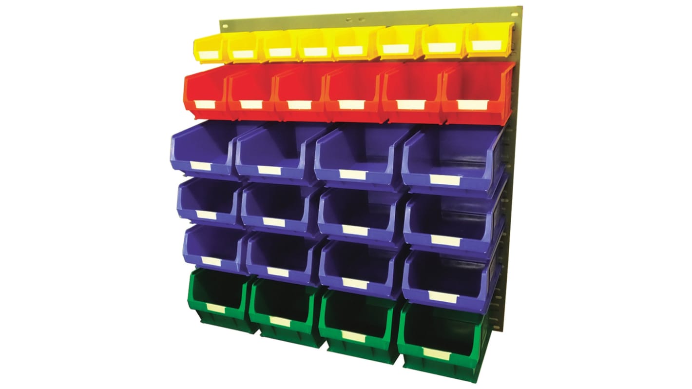RS PRO Steel Louvre Panel Storage Unit x 914mm x 946mm, Blue, Green, Red, Yellow