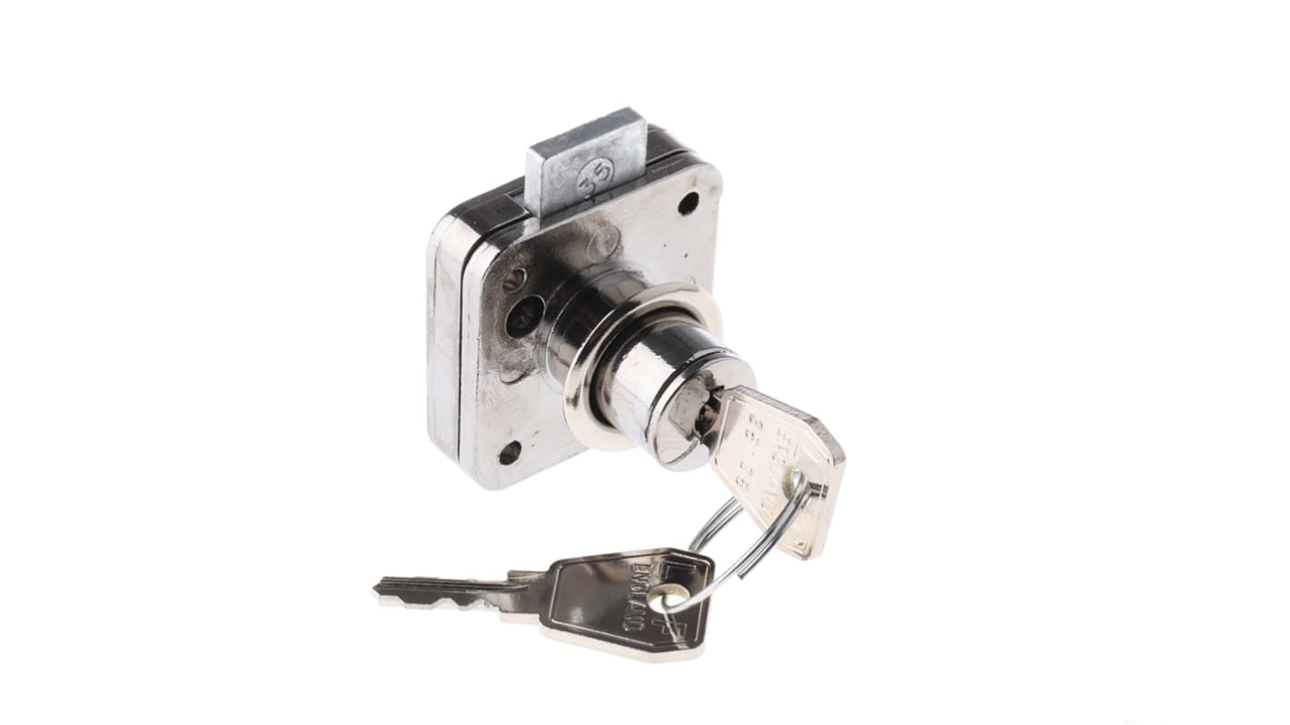 Euro-Locks a Lowe & Fletcher group Company Sliding Door Lock, 22mm Panel-to-Tongue, 17mm Cutout, Key Unlock