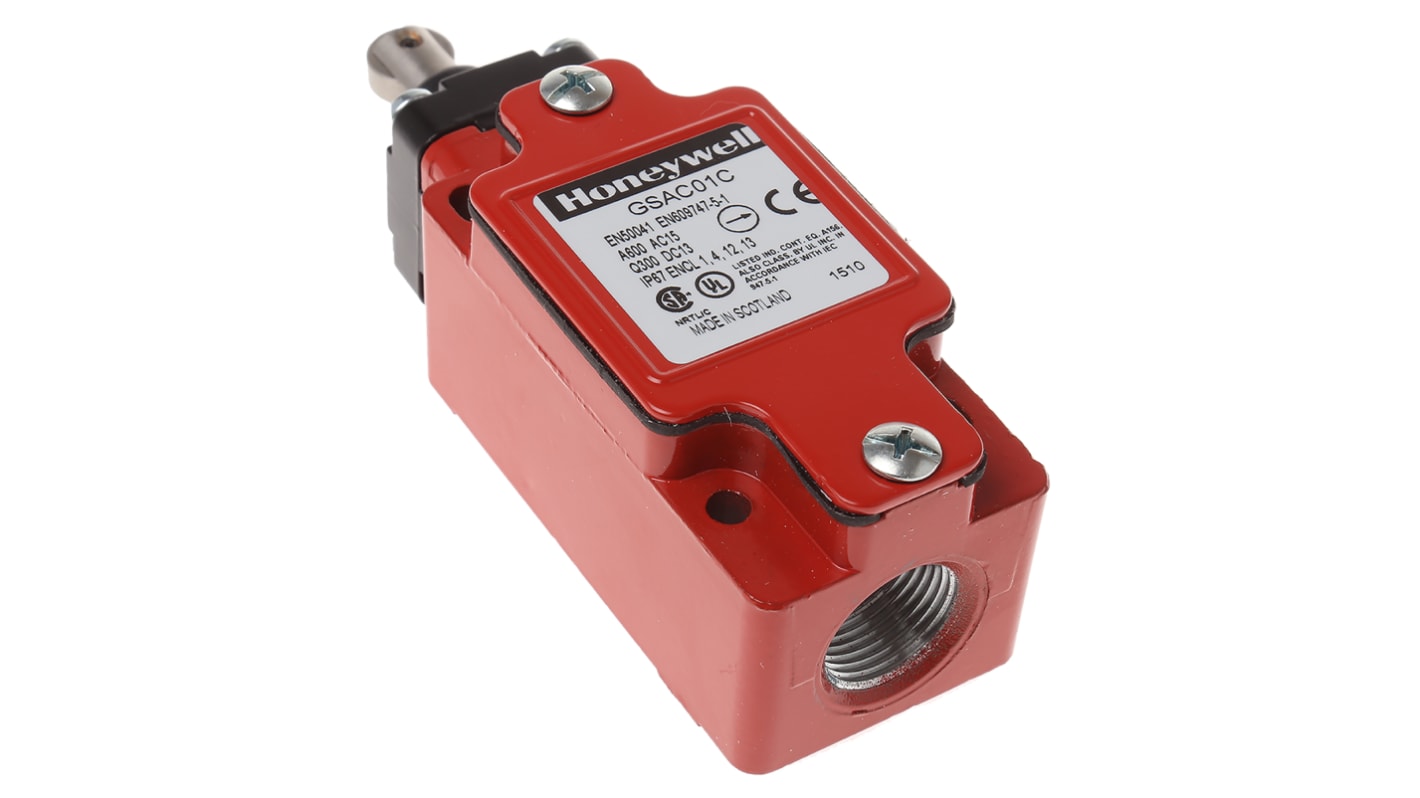 Honeywell GSS Series Plunger Limit Switch, NO/NC, IP67, DP, Metal Housing, 240V ac Max, 3A Max