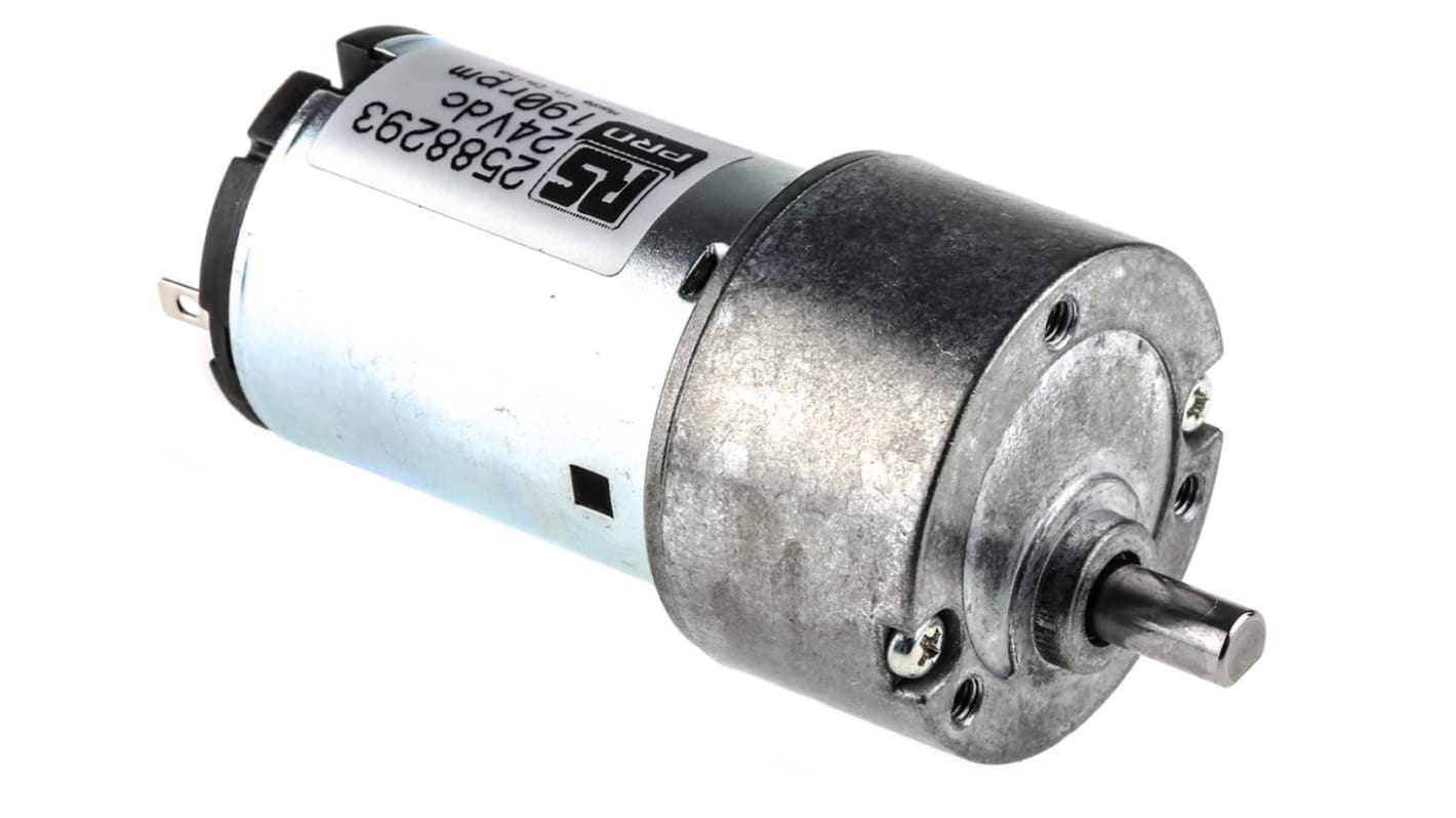 RS PRO Geared DC Geared Motor, 24 V dc, 10 Ncm, 190 rpm, 5mm Shaft Diameter