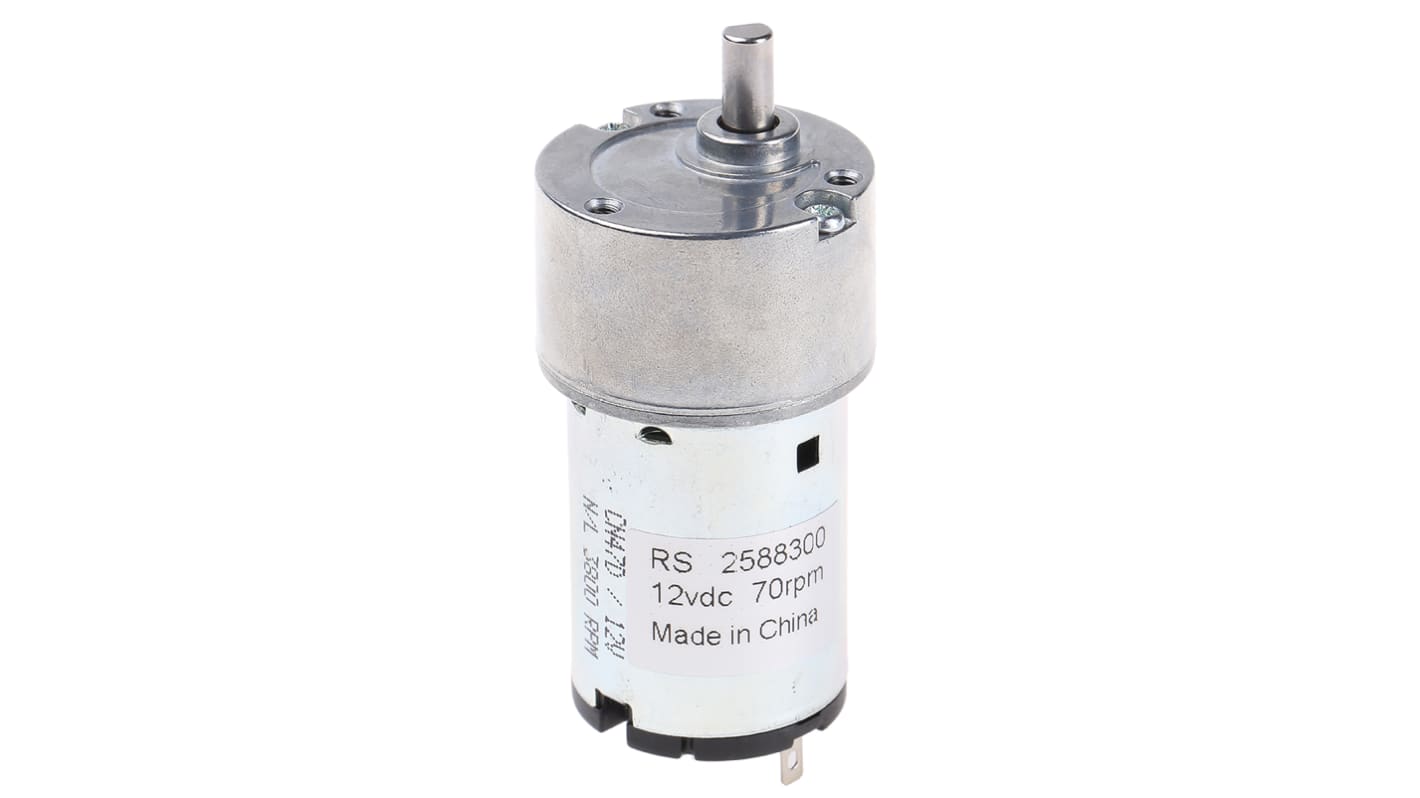 RS PRO Geared DC Geared Motor, 12 V dc, 20 Ncm, 70 rpm, 5mm Shaft Diameter