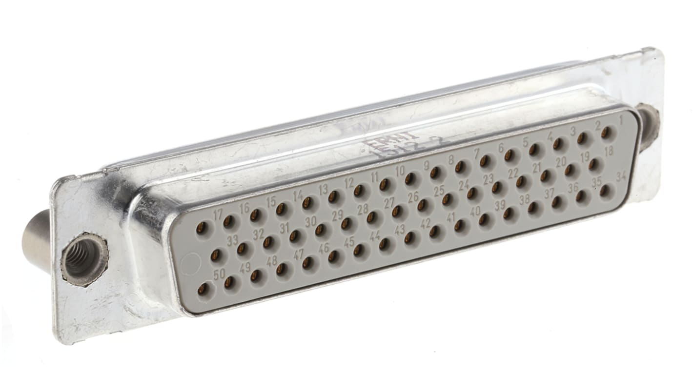 Provertha TMC 50 Way Through Hole D-sub Connector Socket, 2.84mm Pitch, with M3 Inserts