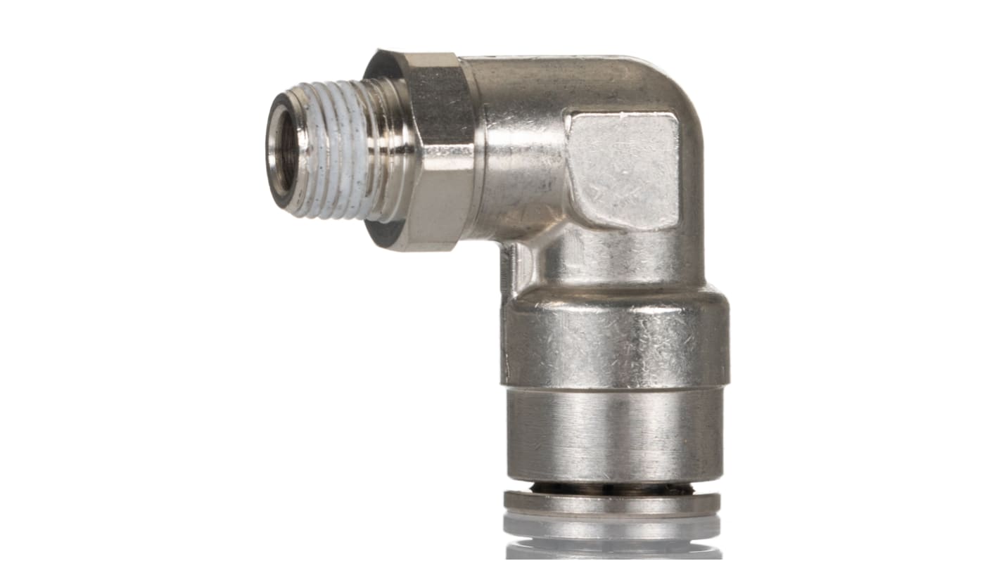 Norgren PNEUFIT 10 Series Straight Threaded Adaptor, R 1/8 Male to Push In 10 mm, Threaded-to-Tube Connection Style,