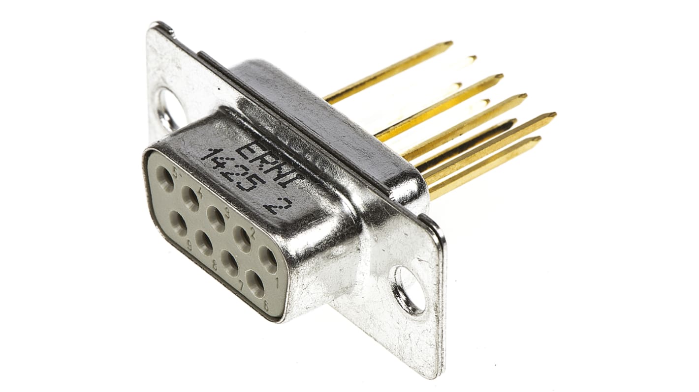 Provertha 9 Way Through Hole D-sub Connector Socket, 2.75mm Pitch