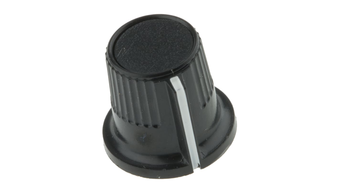 RS PRO プラスチック ノブ, 3.2mm, 丸型軸 直径:11.6mm, グラブねじ