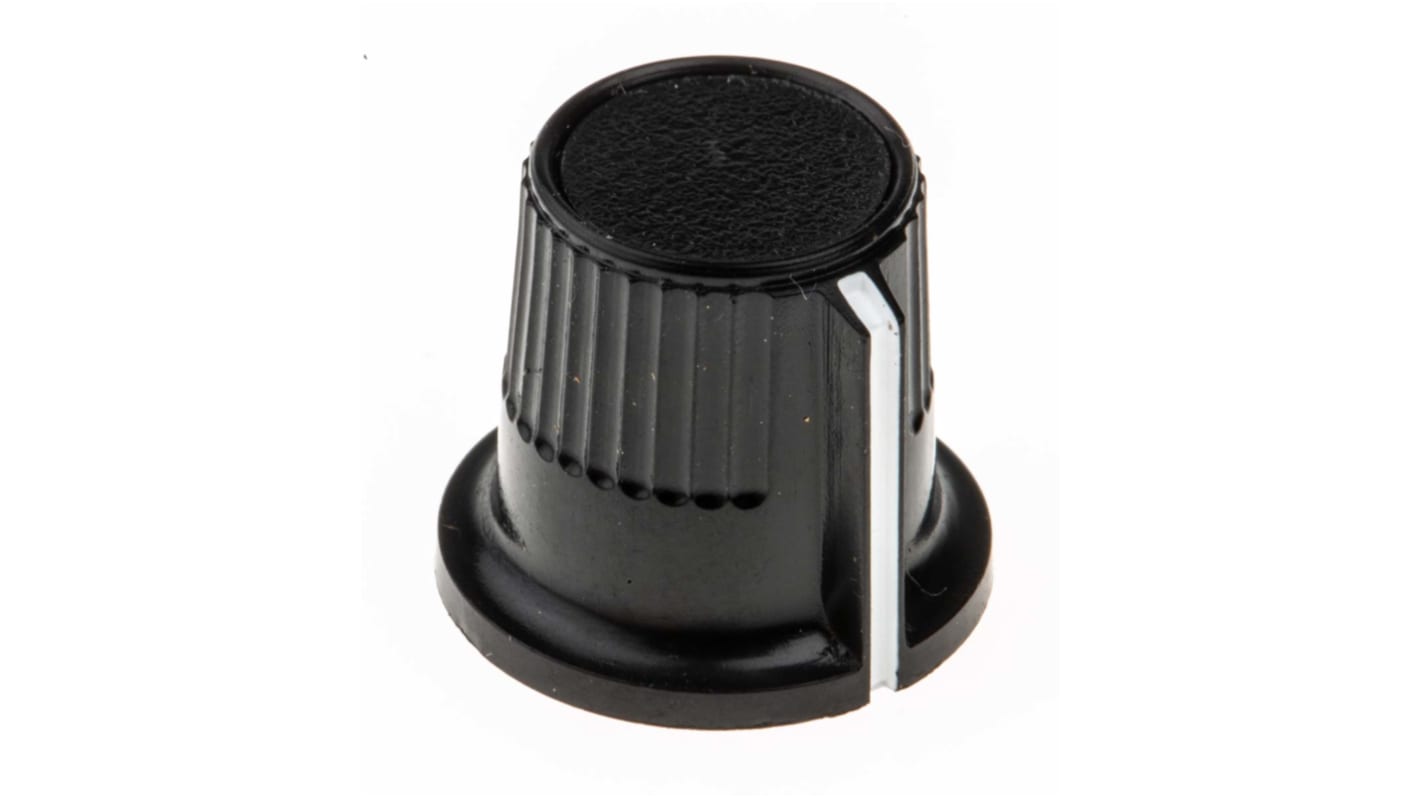 RS PRO 12mm Black Potentiometer Knob for 4mm Shaft Splined