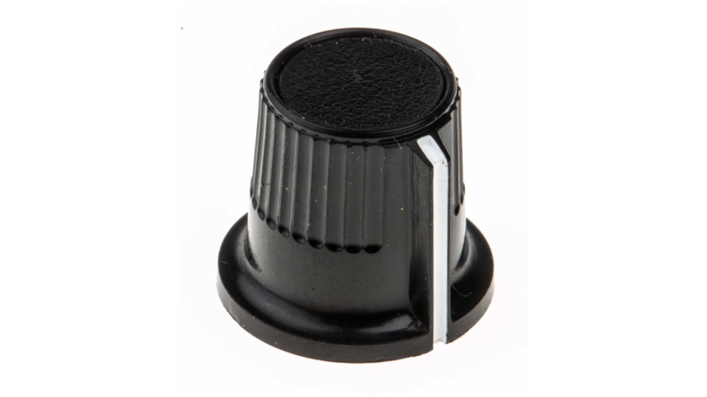 RS PRO プラスチック ポテンショメータ ノブ, 4mm, 丸型軸 直径:12mm, グラブねじ